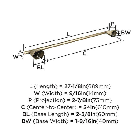 AMEROCK St. Vincent Towel Bar in Golden Champagne 24" BH36044BBZ Specs