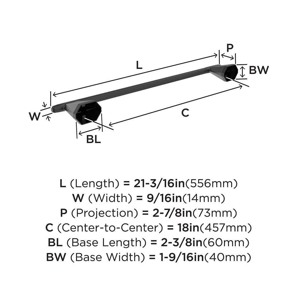 AMEROCK St. Vincent Towel Bar in Matte Black 18" BH36043MB Specs