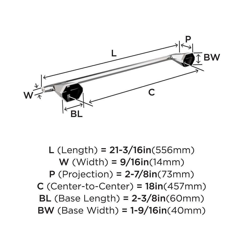 AMEROCK St. Vincent Towel Bar in Polished Chrome 18" BH3604326 Specs