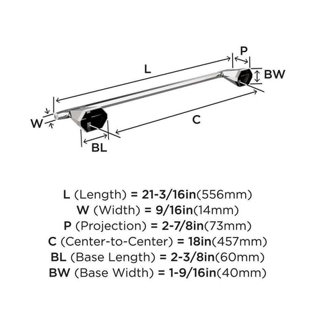 AMEROCK St. Vincent Towel Bar in Polished Chrome 18" BH3604326 Specs