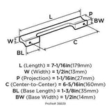 Back View Technical Drawing of a 160mm Handle from Amerock's Status Collection
