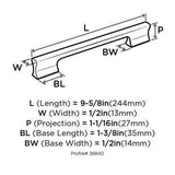 Technical Drawing Main View of a 224mm Handle from Amerock's Status Collection