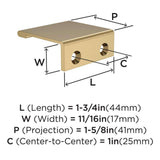 Amerock Streamline 2 Edge Pulls in Champagne Bronze 1-3/4" BP37190CZ Specs