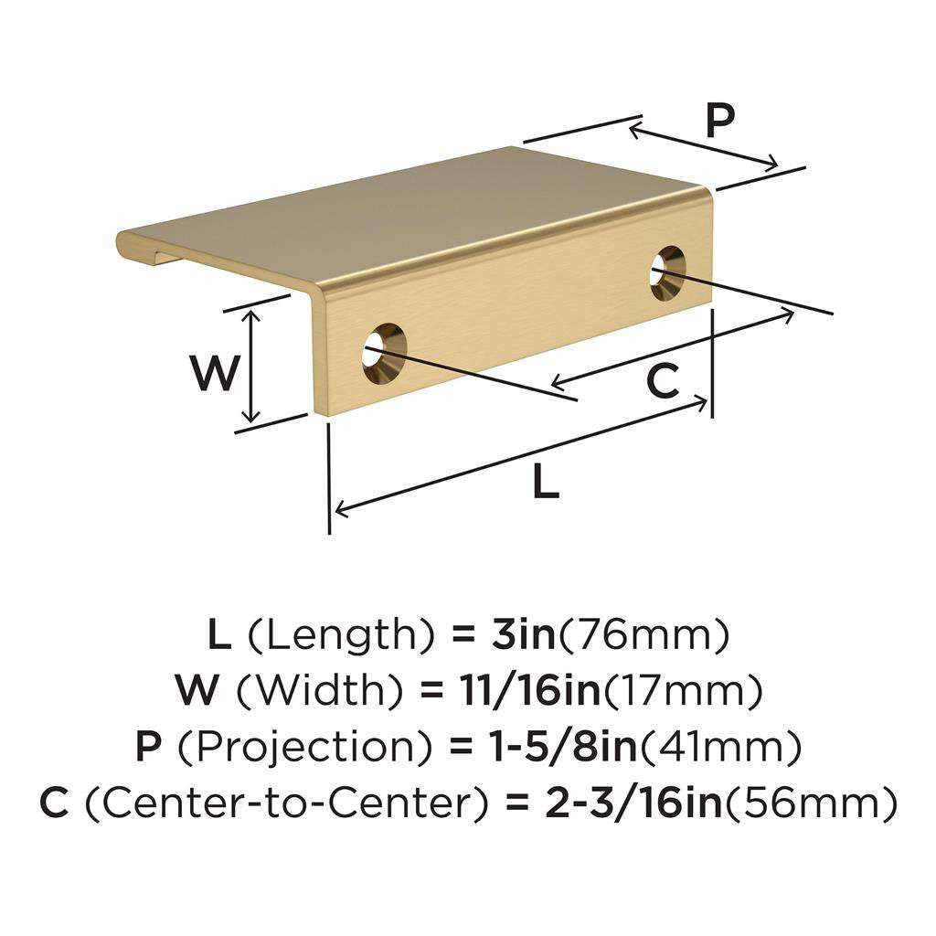 Amerock Streamline 2 Edge Pulls in Champagne Bronze 3" BP37191CZ Specs