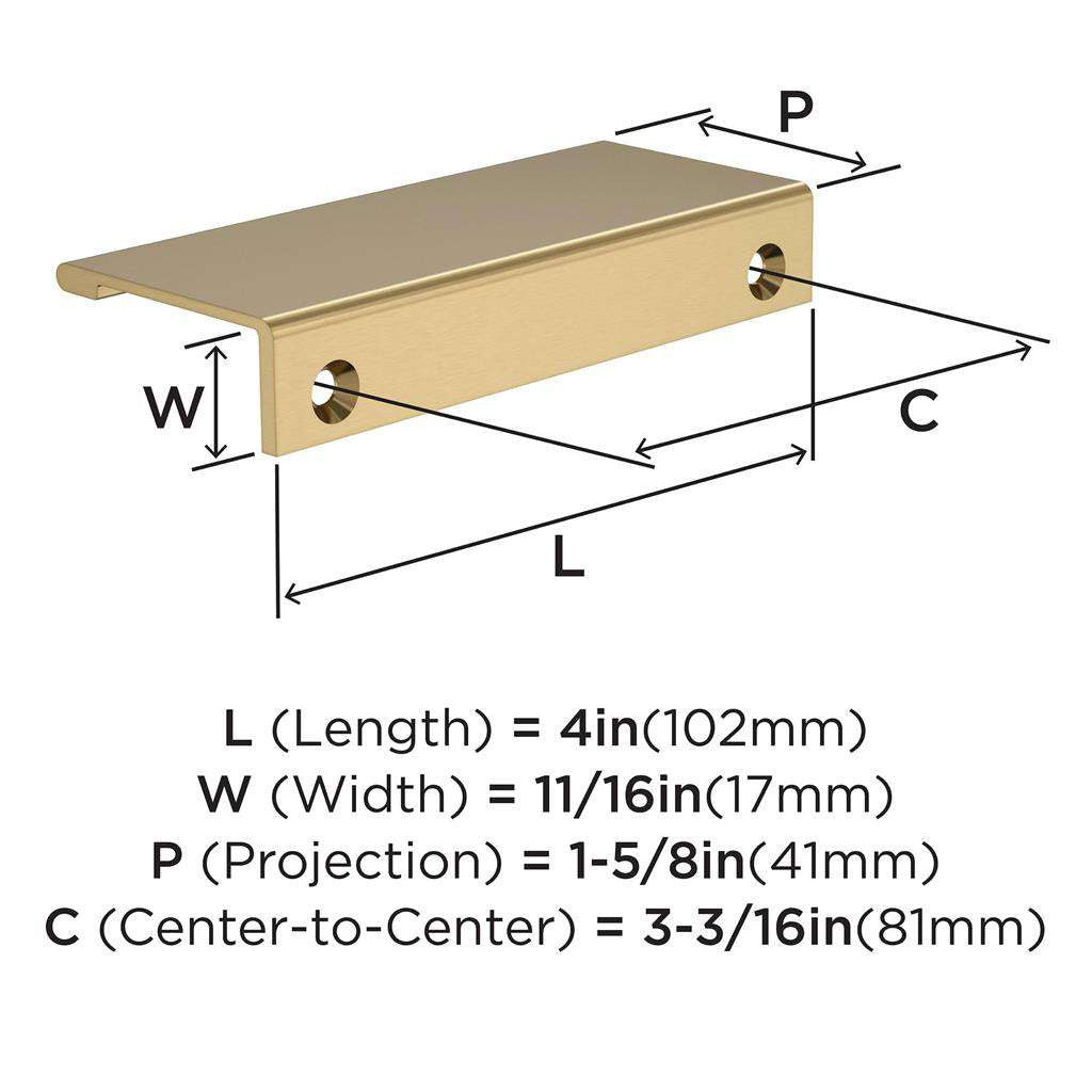 Amerock Streamline 2 Edge Pulls in Champagne Bronze 4" BP37192CZ Specs