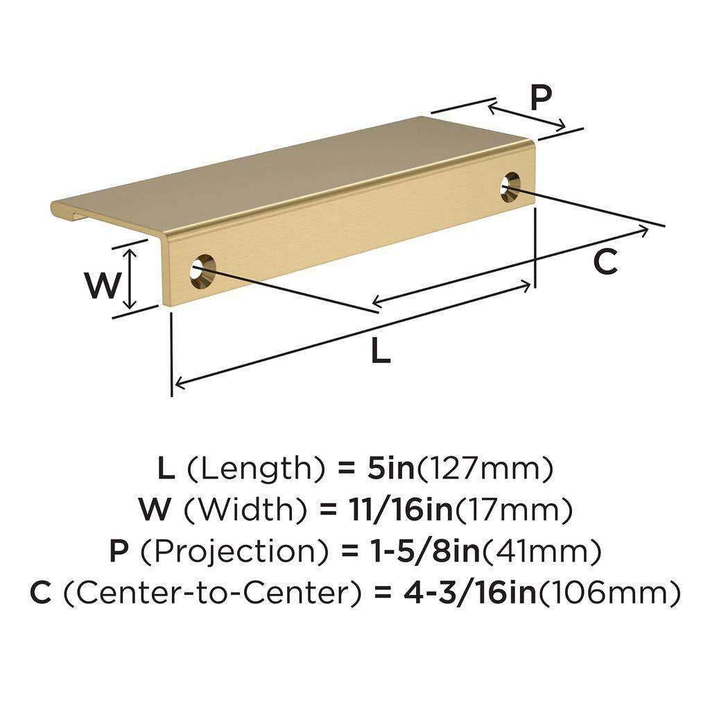 Amerock Streamline 2 Edge Pulls in Champagne Bronze 5" BP37193CZ Specs