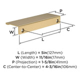 Amerock Streamline 2 Edge Pulls in Champagne Bronze 5" BP37193CZ Specs