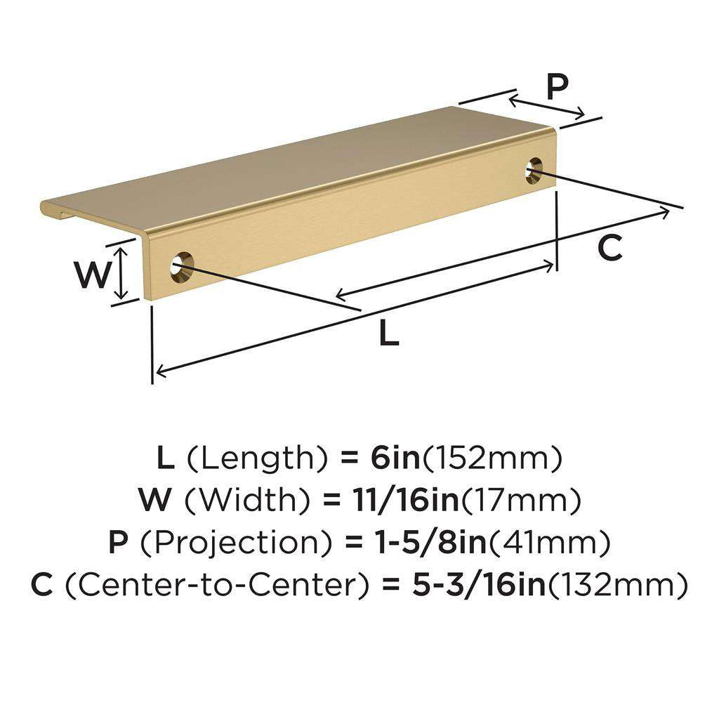 Amerock Streamline 2 Edge Pulls in Champagne Bronze 6" BP37194CZ Specs