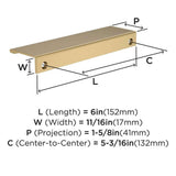 Amerock Streamline 2 Edge Pulls in Champagne Bronze 6" BP37194CZ Specs