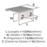 Amerock Streamline 2 Edge Pulls in Chrome 1-3/4" BP3719026 Specs