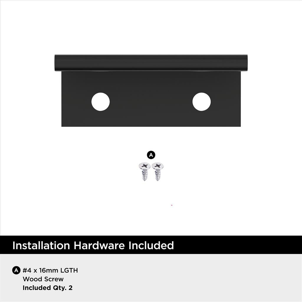 Amerock Streamline 2 Edge Pulls in Matte Black 1-3/4" BP37190MB Installation Hardware