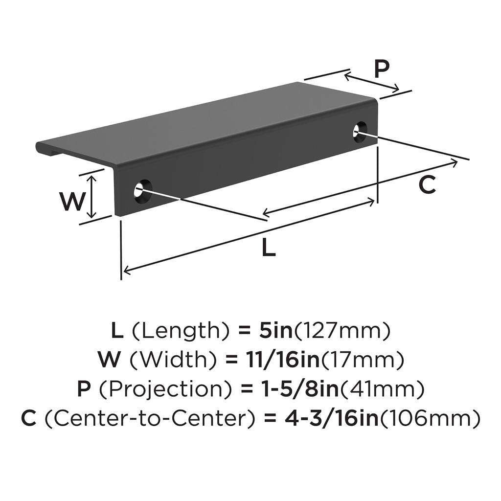 Amerock Streamline 2 Edge Pulls in Matte Black 5" BP37193MB Specs