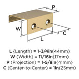 Amerock Streamline Tab Edge Pulls in Champagne Bronze 1-3/4" BP37200CZ Specs