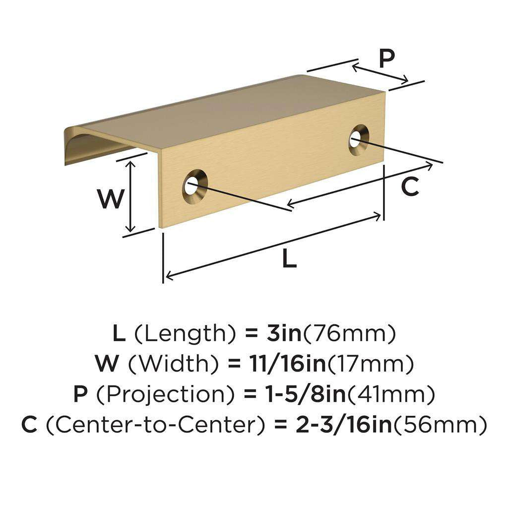 Amerock Streamline Tab Edge Pulls in Champagne Bronze 3" BP37201CZ Specs