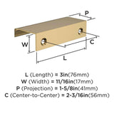 Amerock Streamline Tab Edge Pulls in Champagne Bronze 3" BP37201CZ Specs