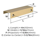 Amerock Streamline Tab Edge Pulls in Champagne Bronze 4" BP37202CZ Specs