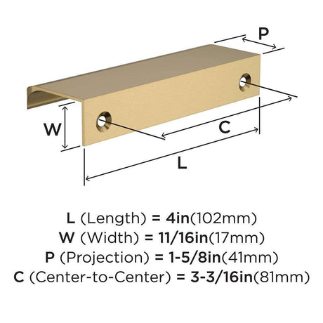 Amerock Streamline Tab Edge Pulls in Champagne Bronze 4" BP37202CZ Specs