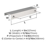 Amerock Streamline Tab Edge Pulls in Chrome 5" BP3720326 Specs