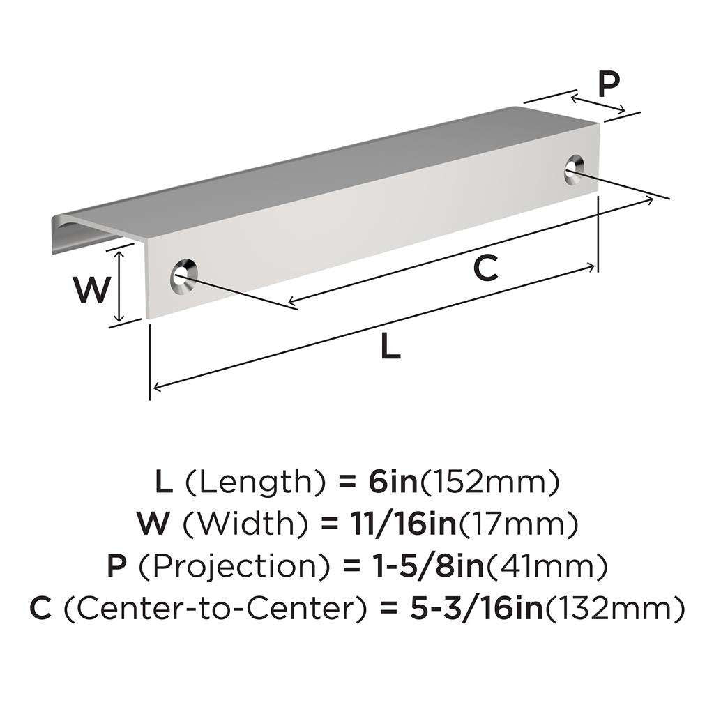 Amerock Streamline Tab Edge Pulls in Chrome 6" BP3720426 Specs