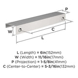 Amerock Streamline Tab Edge Pulls in Chrome 6" BP3720426 Specs