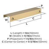 Amerock Streamline Tab Edge Pulls in Champagne Bronze 6" BP37204CZ Specs