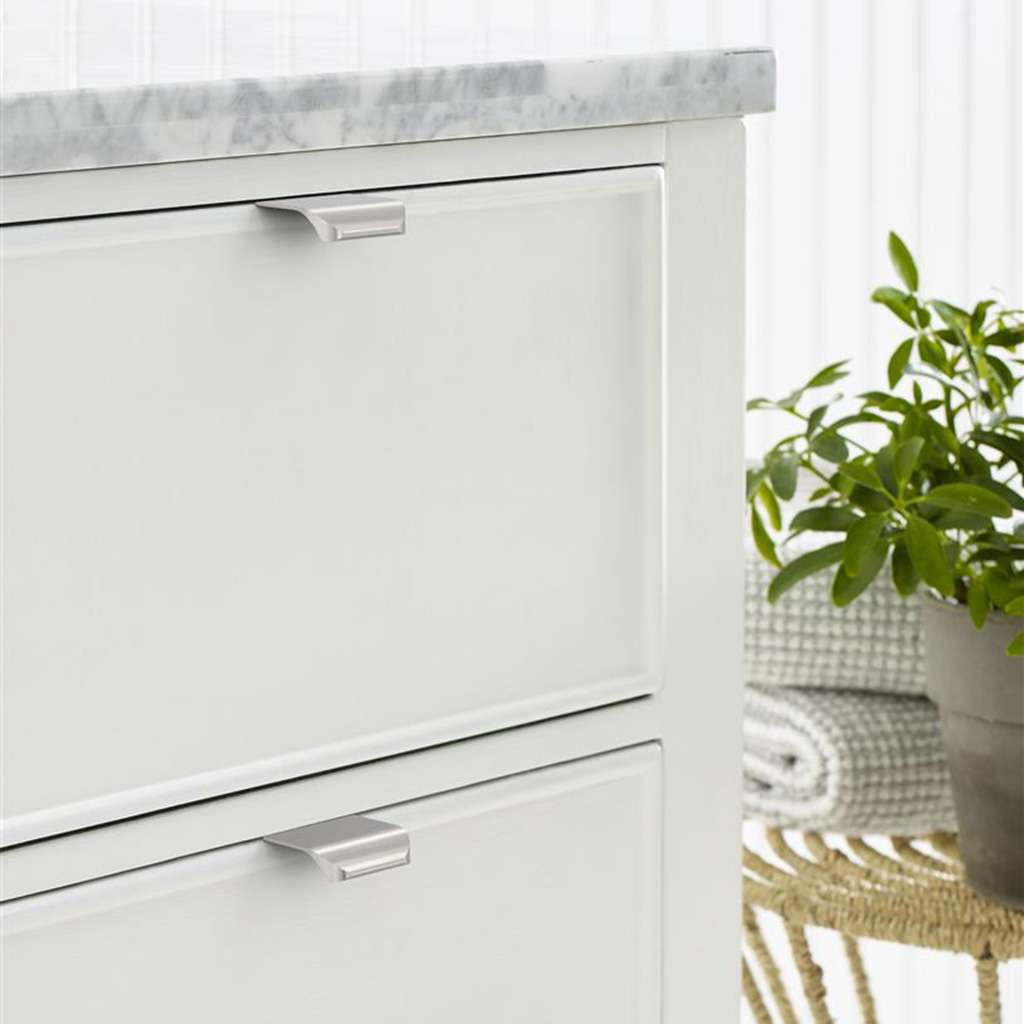 Amerock Streamline Tab Edge Pulls in Satin Nickel 1-3/4" BP37200G10 Mounted