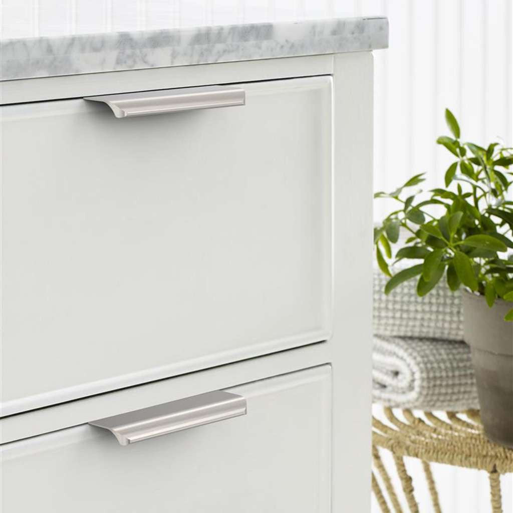 Amerock Streamline Tab Edge Pulls in Satin Nickel 5" BP37203G10 Mounted