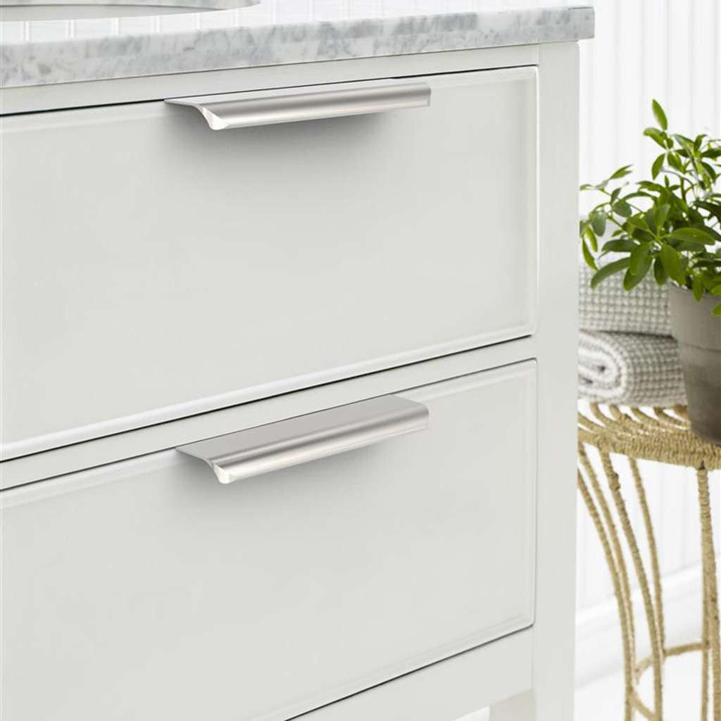 Amerock Streamline Tab Edge Pulls in Satin Nickel 6" BP37204G10 Mounted