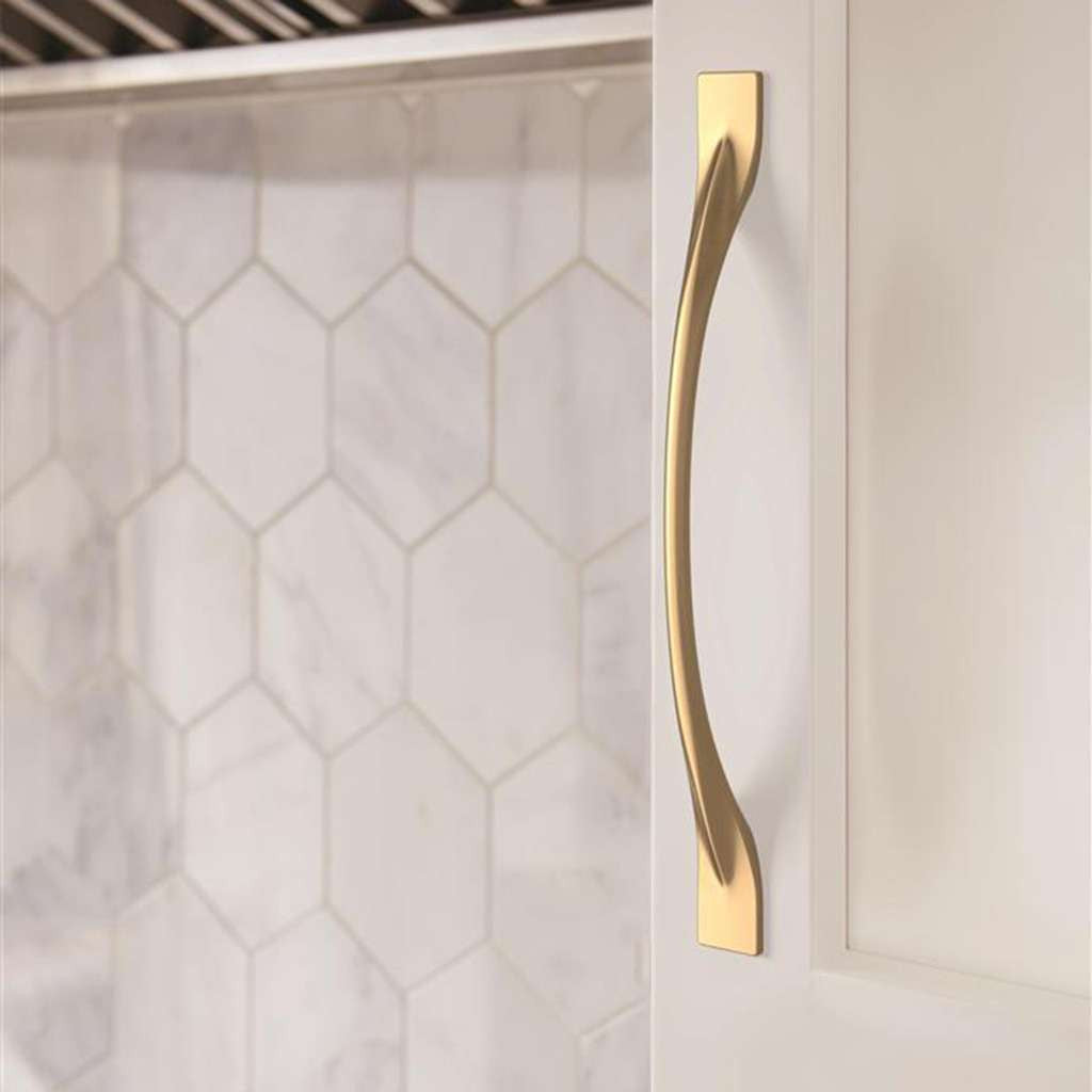 Amerock Uprise Curved Handle Pull in Champagne Bronze 192mm BP36919CZ Mounted