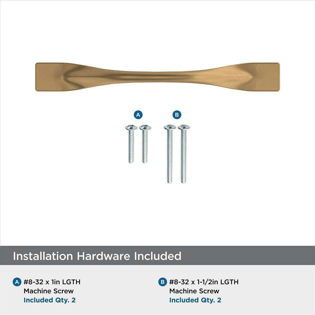 Amerock Uprise Curved Handle Pull in Champagne Bronze 96mm BP36917CZ Installation Hardware