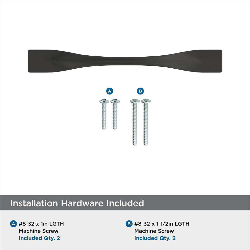 Amerock Uprise Curved Handle Pull in Matte Black 96mm BP36917FB Installation Hardware