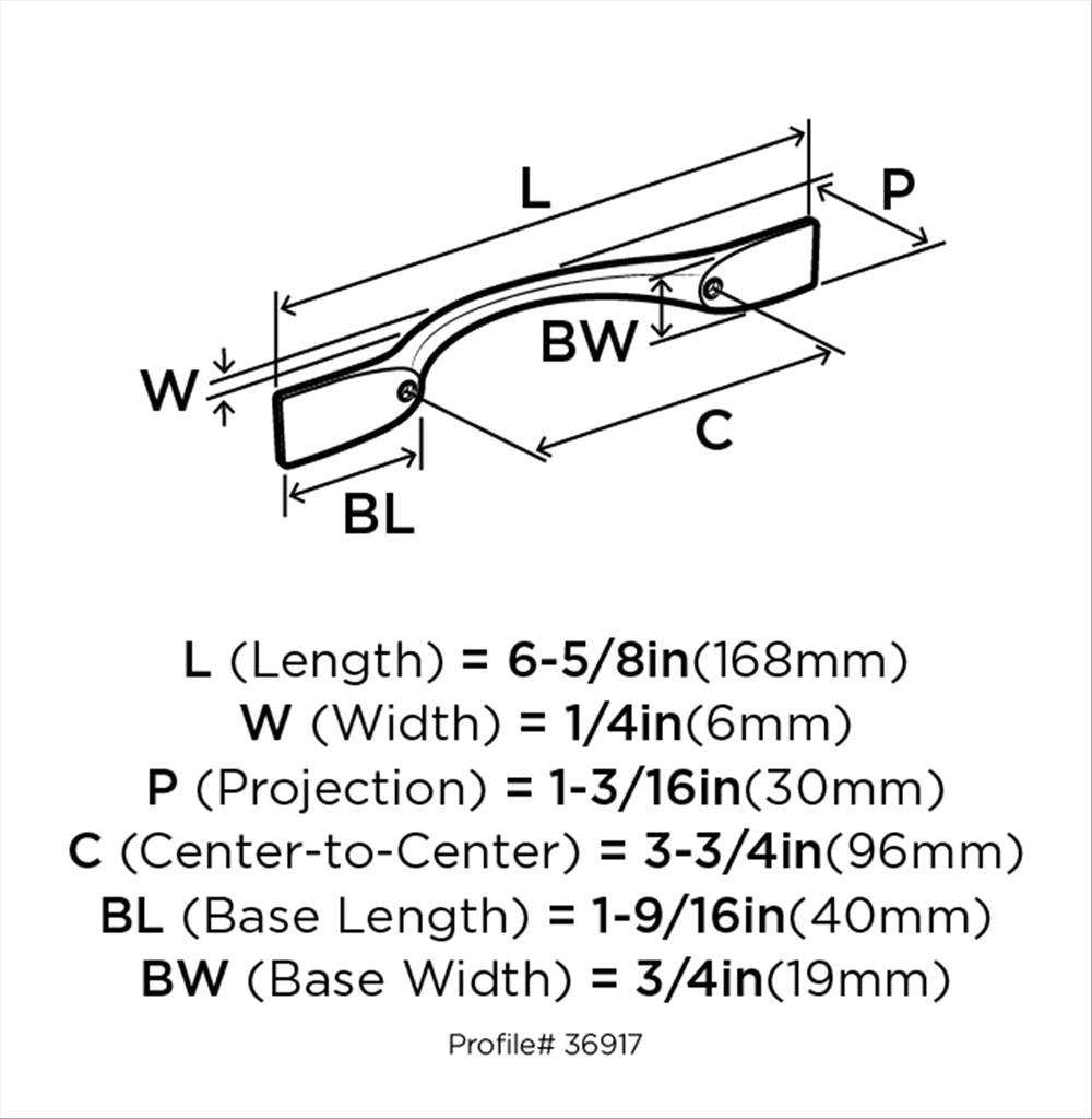 Amerock Uprise Curved Handle Pull in Matte Black 96mm BP36917FB Specs