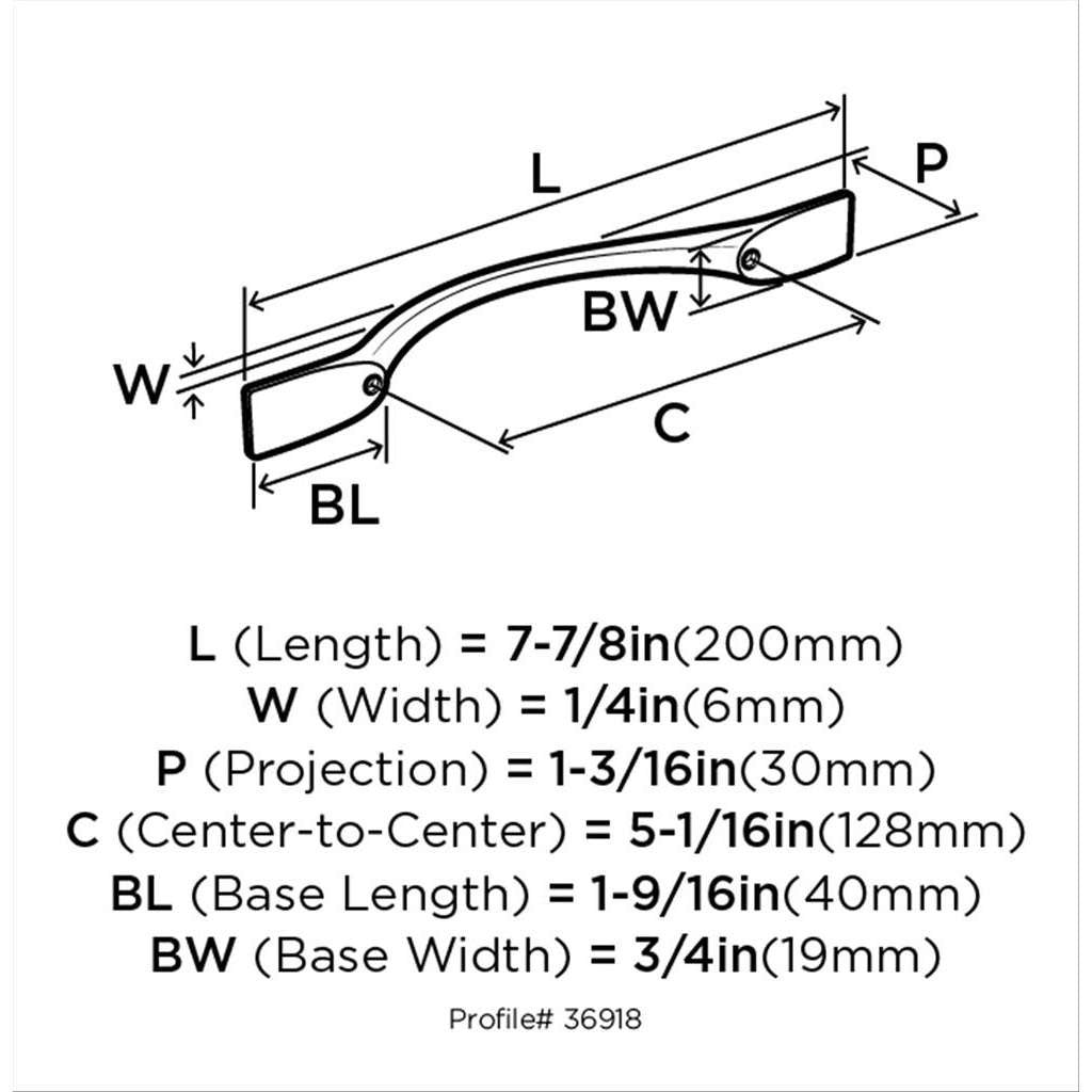 Amerock Uprise Curved Handle Pull in Polished Chrome 128mm BP3691826 Specs