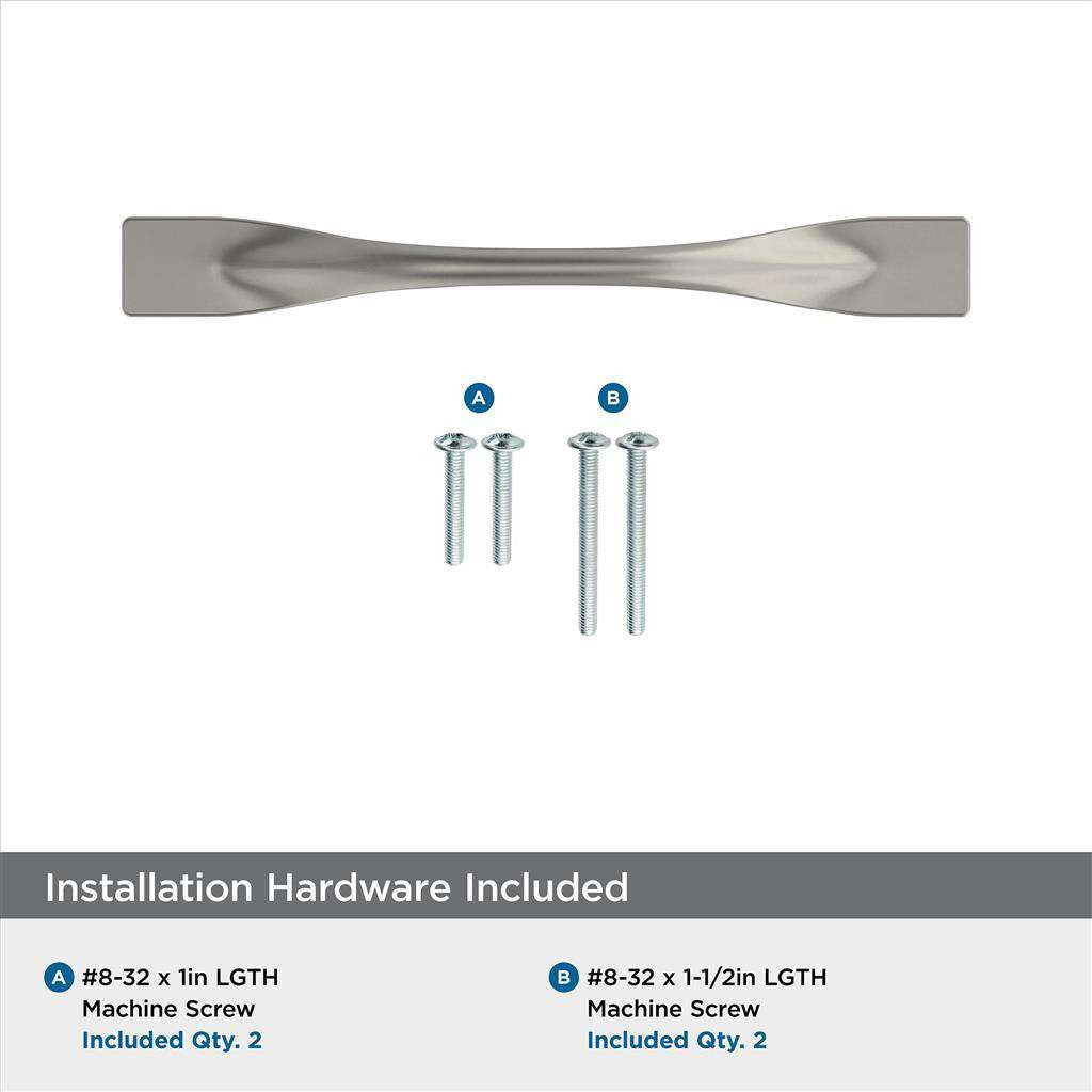 Amerock Uprise Curved Handle Pull in Satin Nickel 96mm BP36917G10 Installation Hardware