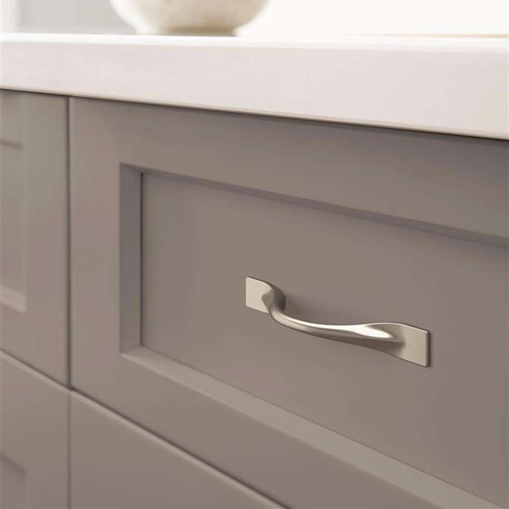 Amerock Uprise Curved Handle Pull in Satin Nickel 96mm BP36917G10 Mounted