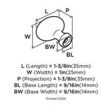 Oval Cabinet Knob from Amerock's Vaile Collection BP53014 Technical Drawing Back