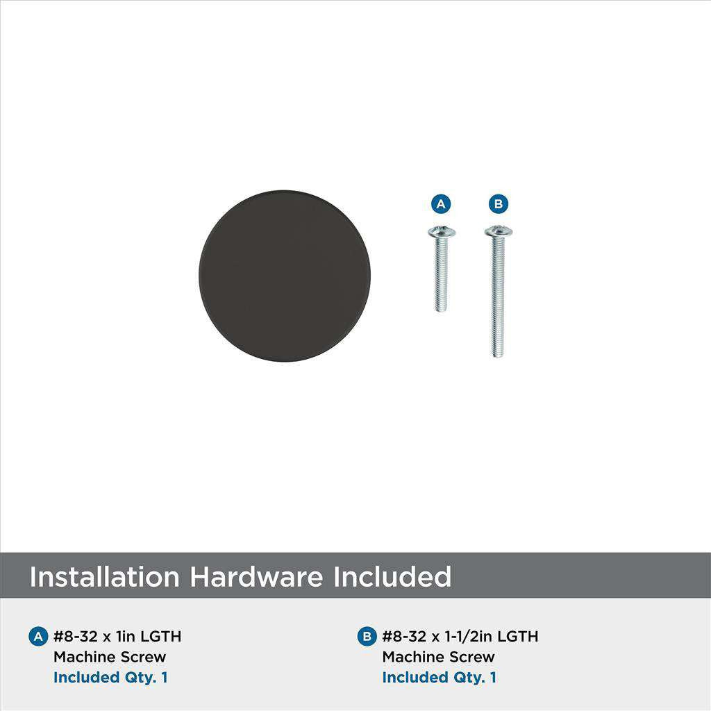 AMEROCK Versa 1-3/8" Diameter Cabinet Knob in Flat Black BP36904FB Installation Hardware