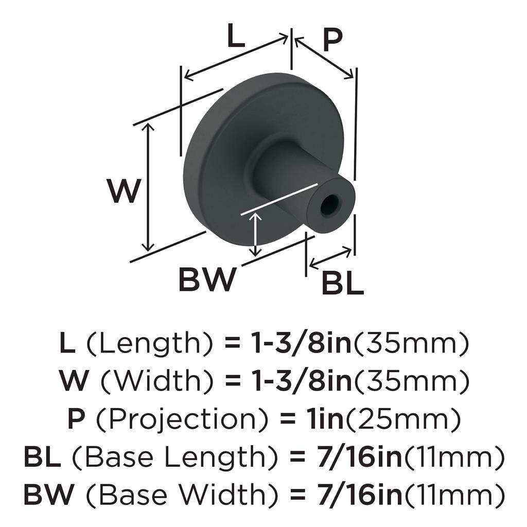 AMEROCK Versa 1-3/8" Diameter Cabinet Knob in Flat Black BP36904FB Specs
