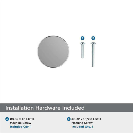 AMEROCK Versa 1-3/8" Diameter Cabinet Knob in Polished Chrome BP3690426 Installation Hardware