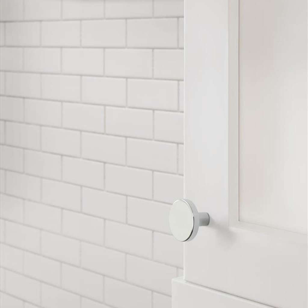 AMEROCK Versa 1-3/8" Diameter Cabinet Knob in Polished Chrome BP3690426 on White