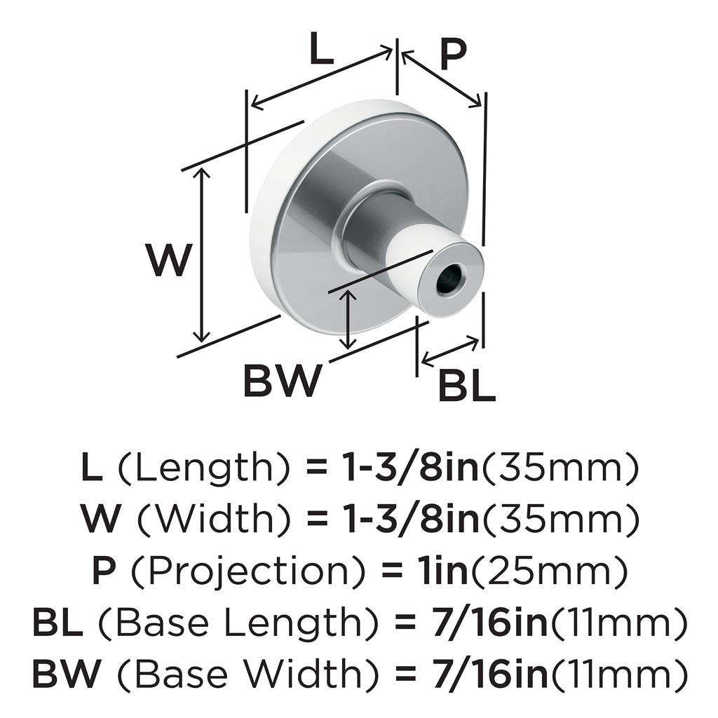 AMEROCK Versa 1-3/8" Diameter Cabinet Knob in Polished Chrome BP3690426 Specs