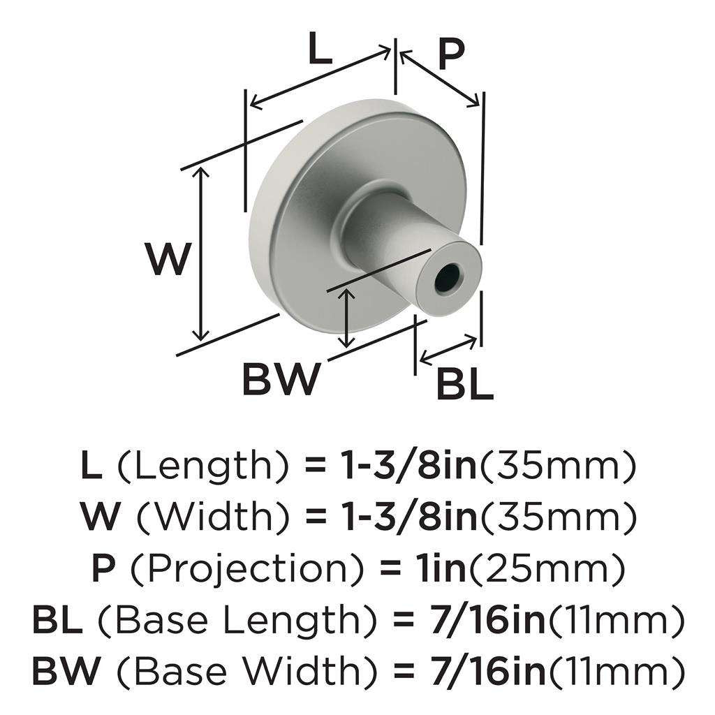 AMEROCK Versa 1-3/8" Diameter Cabinet Knob in Satin Nickel BP36904G10 Specs