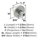 AMEROCK Versa 1-3/8" Diameter Cabinet Knob in Satin Nickel BP36904G10 Specs