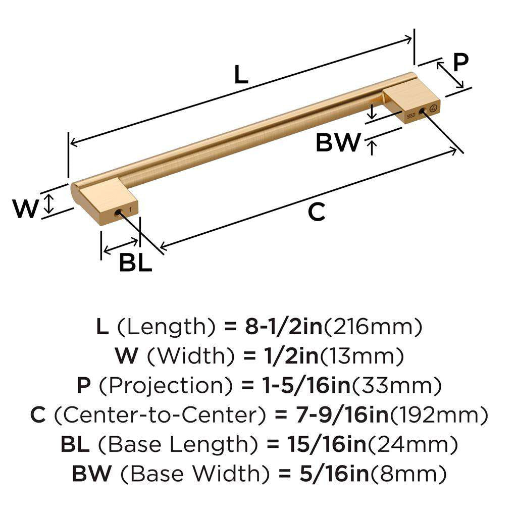 AMEROCK Versa Handle Cabinet Pull in Champagne Bronze 192mm BP55531CZ Specs