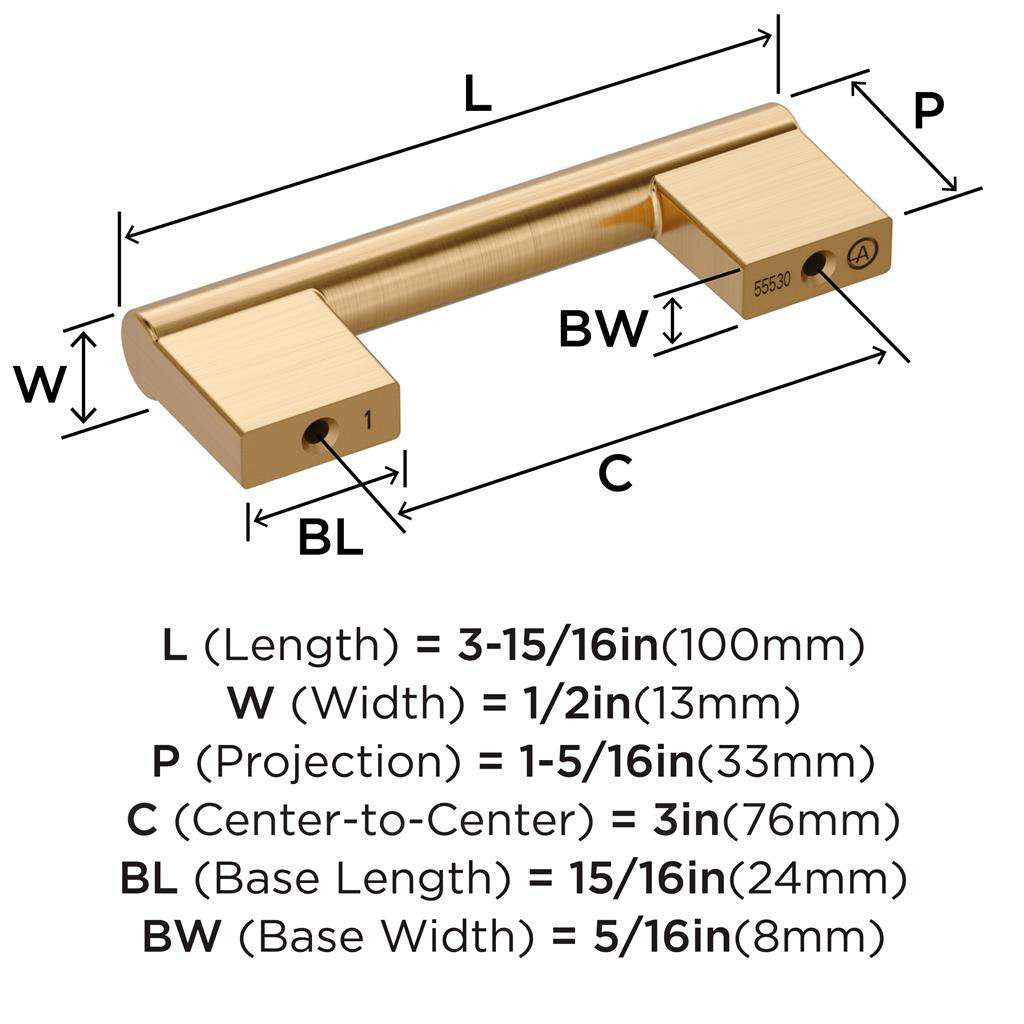 AMEROCK Versa Handle Cabinet Pull in Champagne Bronze 3" BP55530CZ Specs