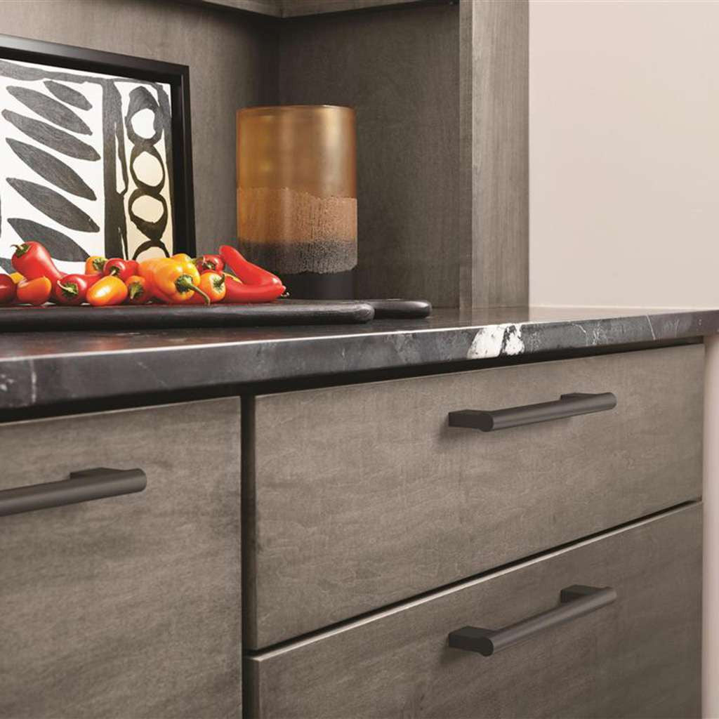 AMEROCK Versa Handle Cabinet Pull in Flat Black 128mm BP36913FB Mounted