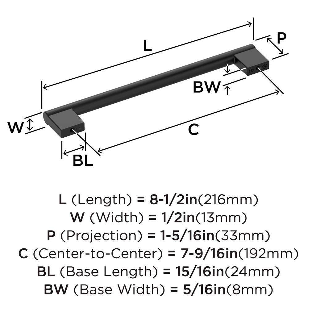 AMEROCK Versa Handle Cabinet Pull in Flat Black 160mm BP55531FB Specs