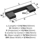 AMEROCK Versa Handle Cabinet Pull in Flat Black 3" BP55530FB Specs