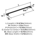 AMEROCK Versa Handle Cabinet Pull in Flat Black 320mm BP55534FB Specs