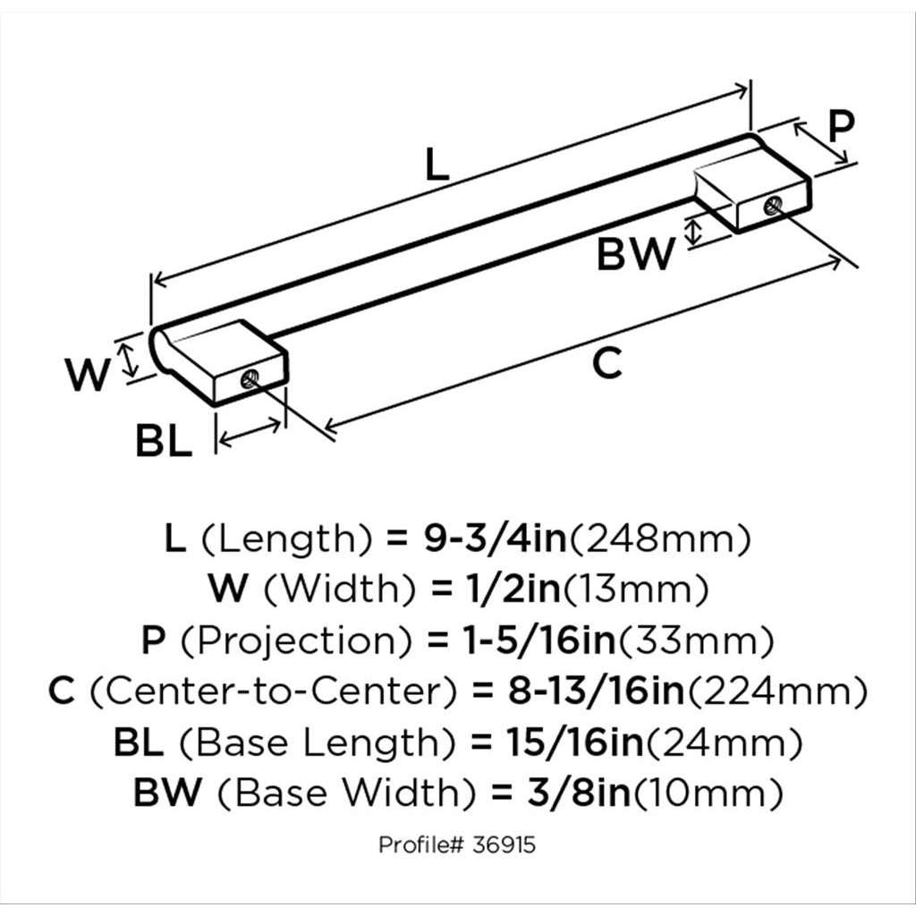 AMEROCK Versa Handle Cabinet Pull in Polished Chrome 224mm BP3691526 Specs